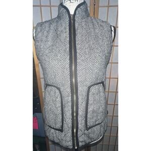 Jinziyi Fashion Women's Herringbone Puffer Vest Gold Zipper Pockets Size S
